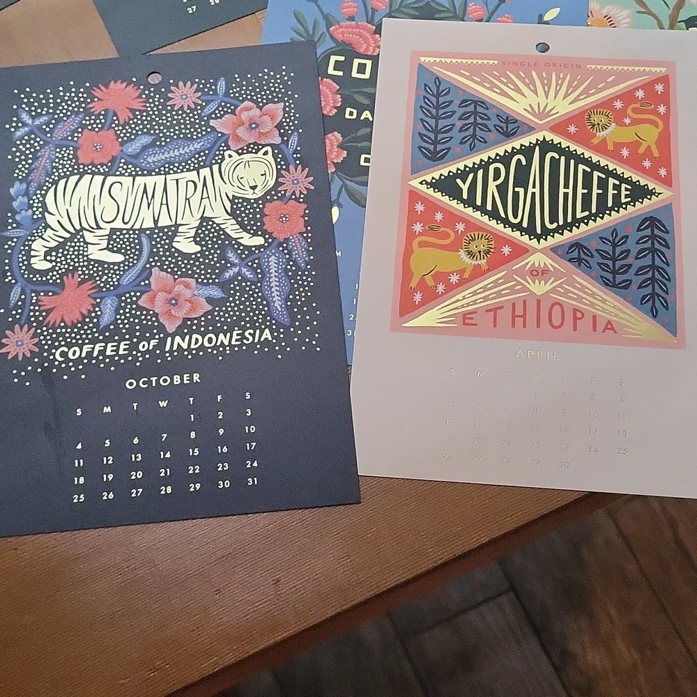 Rifle Paper Co. 2020 Coffee & Tea Hanging Calendar Pages- Pages Only!